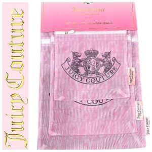 Juicy Couture Home JUICY Bold Logo Set of 3 Mesh Wash Bags- Pink